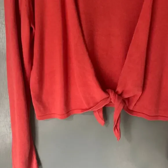 J. JILL Women's MED Salmon Pink Silk Blend Tie Front Cardigan Summer Lightweight - Picture 4 of 7